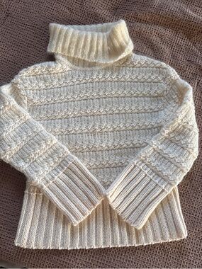 Tiki Tirawa - Paris Cream Cable-Knit Wool Turtleneck Sweater